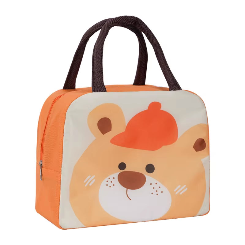 Cartoon Cute Fresh Cooler Lunch Bag for Children Aluminum Thermal Oxford Lunch Box Waterproof Nylon Portable Zipper Food Hangbag