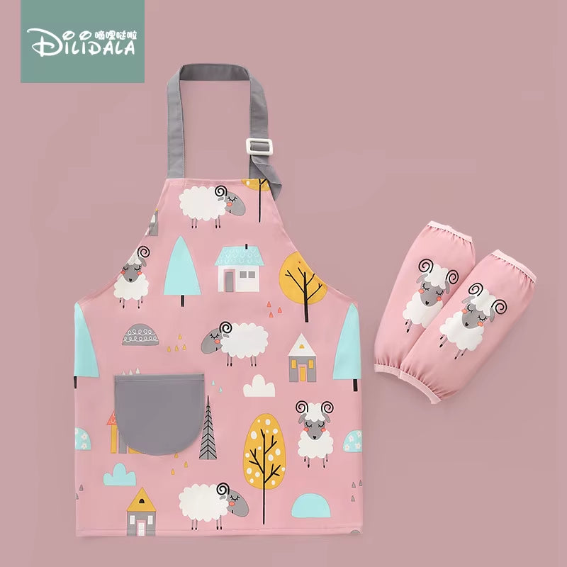 3Pcs Baby Bibs Apron Child Kids Painting Cooking Baking Pinafore Food Waterproof Toddle Boys Girls Kitchen Smock BBQ Clothes