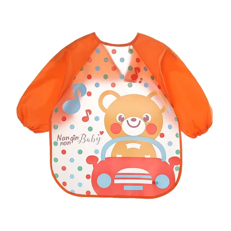 0-3 Years Baby EVA Waterproof Anti-Dirty Bib Long Sleeve Strap Coat Dirt Proof Soft Feeding Bib Cute Cartoon Pattern Burp Cloths