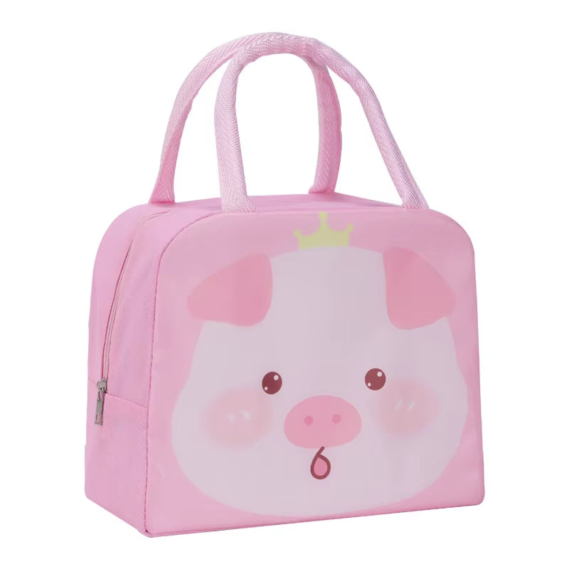Cartoon Cute Fresh Cooler Lunch Bag for Children Aluminum Thermal Oxford Lunch Box Waterproof Nylon Portable Zipper Food Hangbag