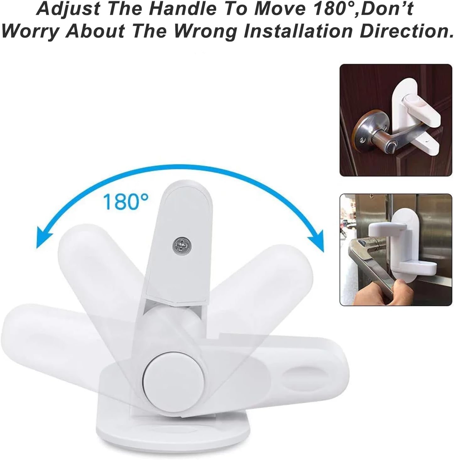 Childproof Door Lever Lock (2 Pack) Prevents Toddlers Pets from Opening Doors, Door Handle Lock for Babyproofing, Durable Safe ABS Material Strong Adhesive, No Drill Tool Needed Easy to Install