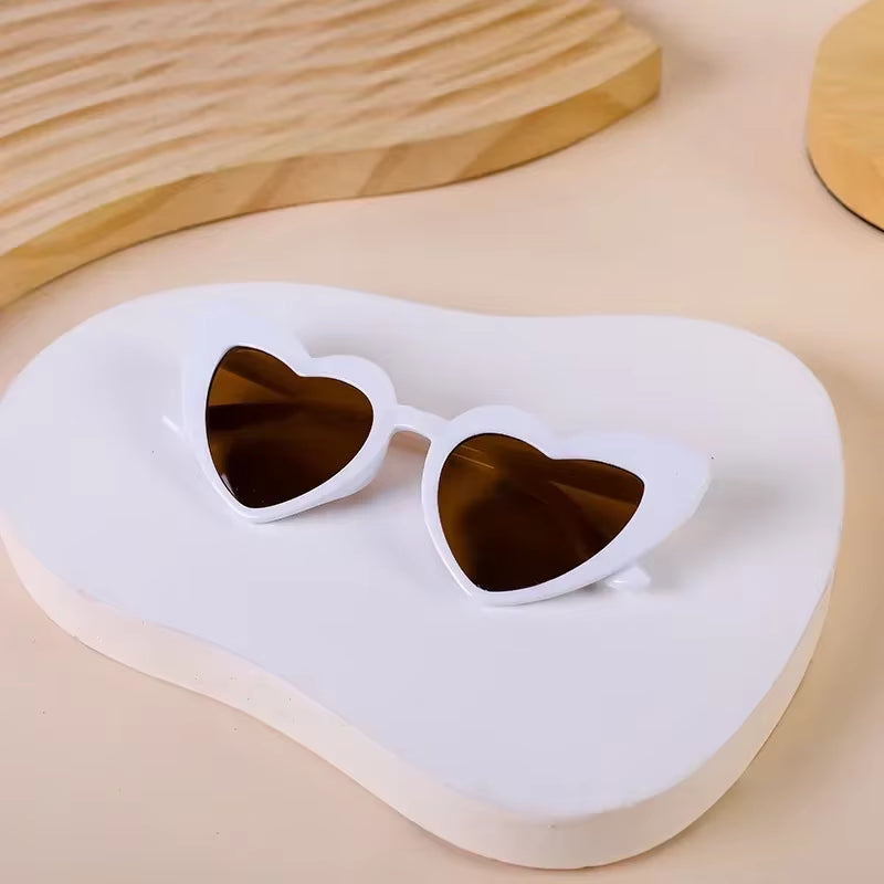 2Pcs 2025 Children'S Heart-Shaped Sunglasses Fashion Girls Uv-Proof Korean Version of Outdoor Leisure Love Glasses