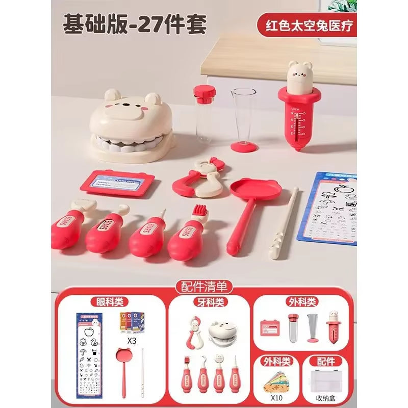 Bunnies Doctor Toys for Kids Hospital Nurse Doctor Role Play Kit Medical Dentist Kit Play Set Educational Toy Gift for Boy Girl
