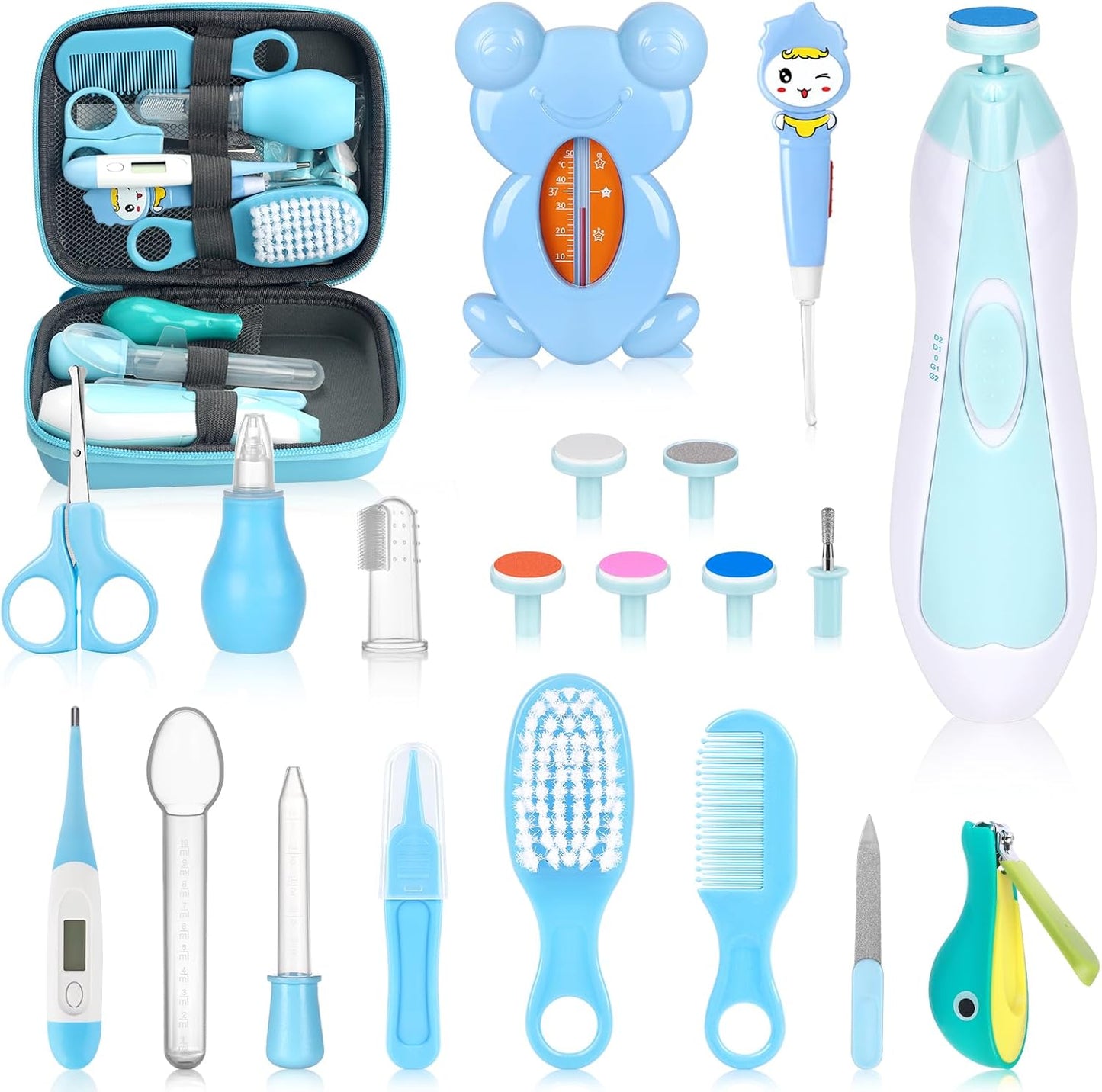 Baby Healthcare and Grooming Kit, Portable Baby Safety Care Set, Baby Essentials Kit for Newborn (Blue 26 in 1)