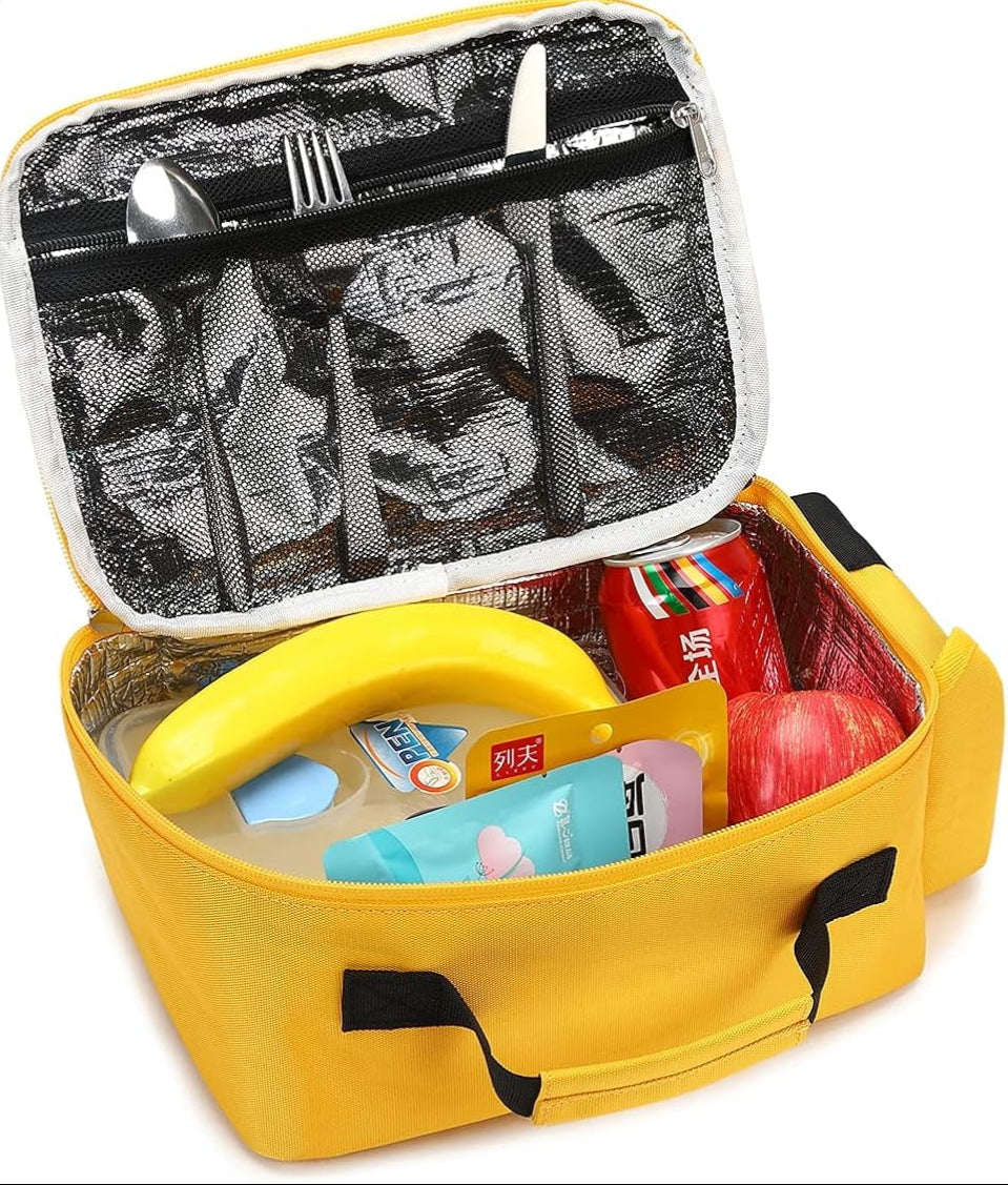 Insulated Lunch Box for Kids Boys Girls School Lunch Bags Reusable Cooler Thermal Meal Tote for Picnic (Yellow School Bus)
