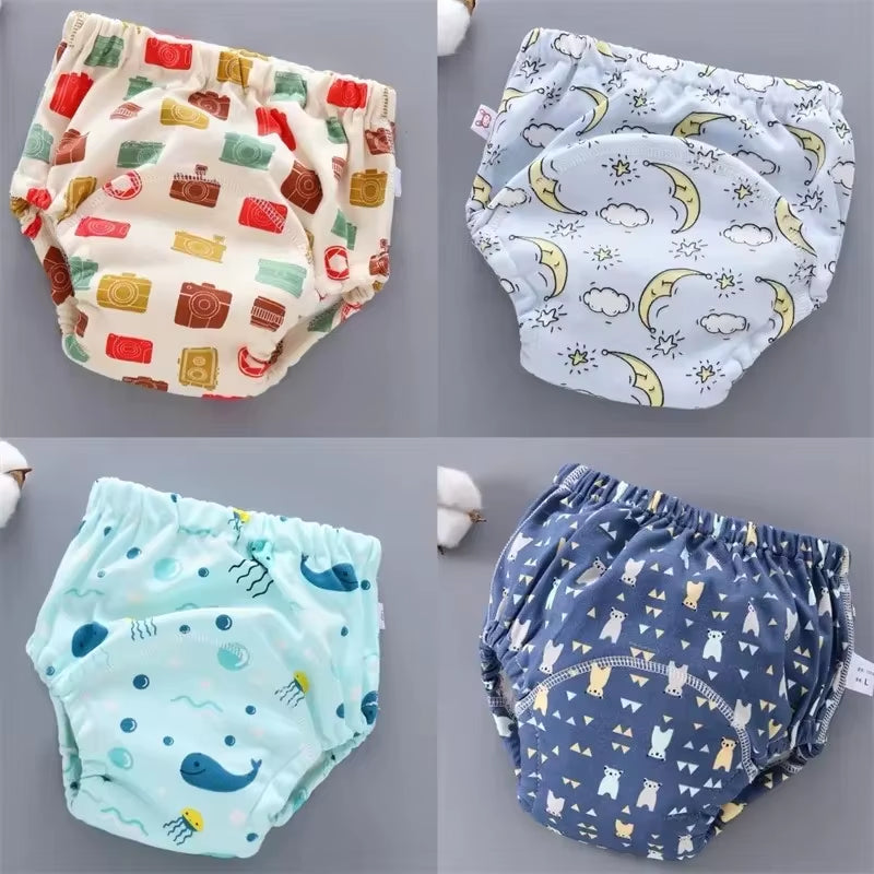 4PCS Baby Waterproof Diapers Pee Shorts Underwears Reusable Soft Ecological Cotton Toddler Potty Training Pants for Boys Girls