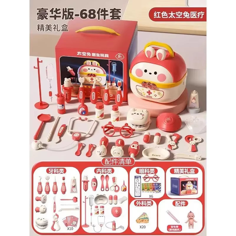Bunnies Doctor Toys for Kids Hospital Nurse Doctor Role Play Kit Medical Dentist Kit Play Set Educational Toy Gift for Boy Girl