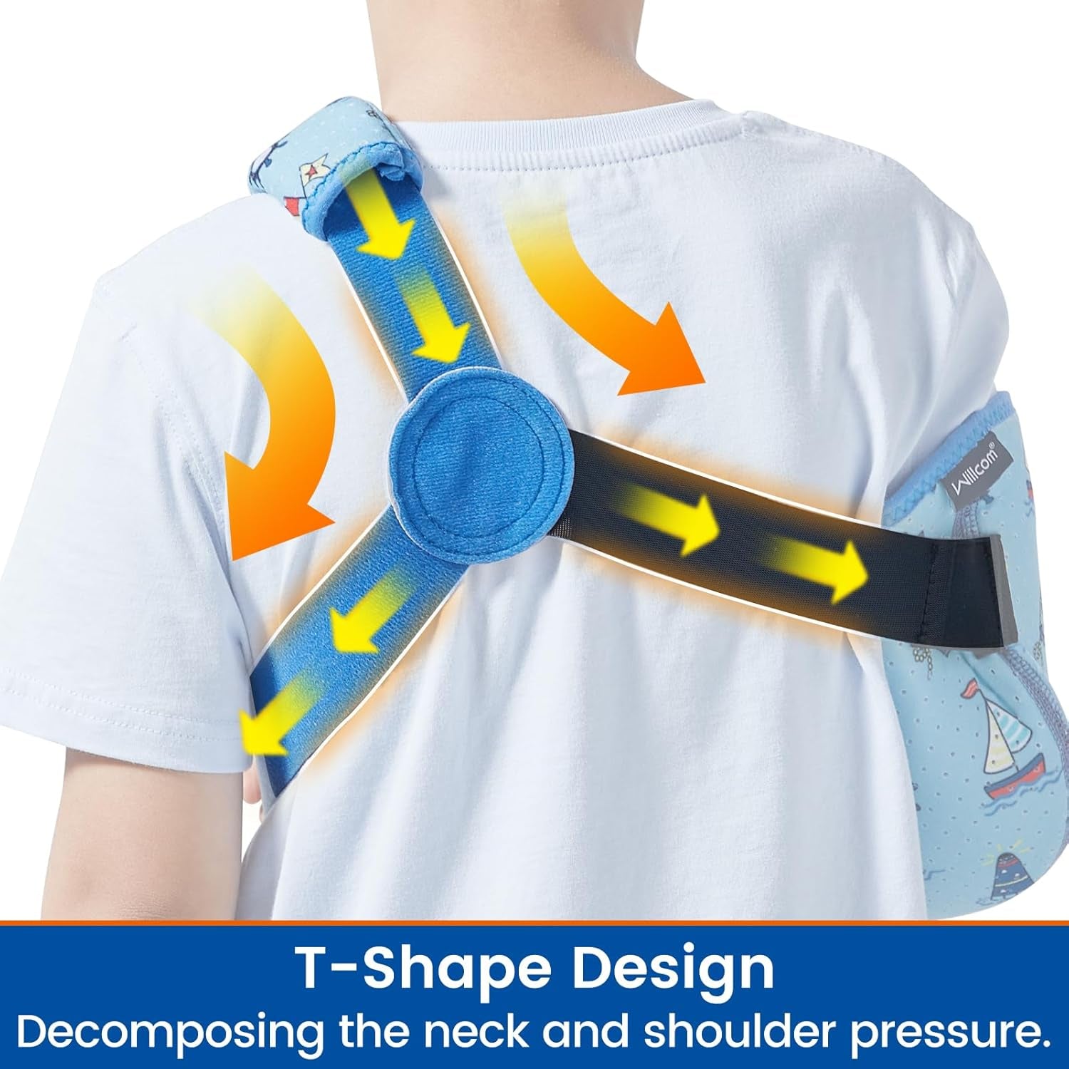Kids Arm Shoulder Sling with Waist Strap, Immobilizer Brace Support for Broken Arm, Collarbone, Elbow, Wrist (Comfort Version, Right, XXS,19-23.5 Inch)