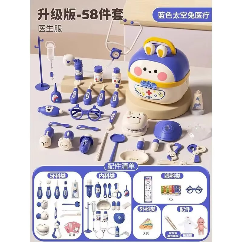 Bunnies Doctor Toys for Kids Hospital Nurse Doctor Role Play Kit Medical Dentist Kit Play Set Educational Toy Gift for Boy Girl