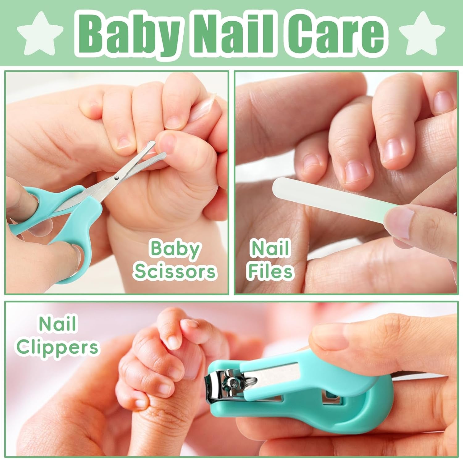 Baby Grooming Kit, Infant Safety Care Set with Baby Electric Nose Aspirator,Baby Hair Brush Comb Nail Clipper Nasal Aspirator,Baby Essentials Kit for Newborn Girls Boys (17 Pc Green Kit)