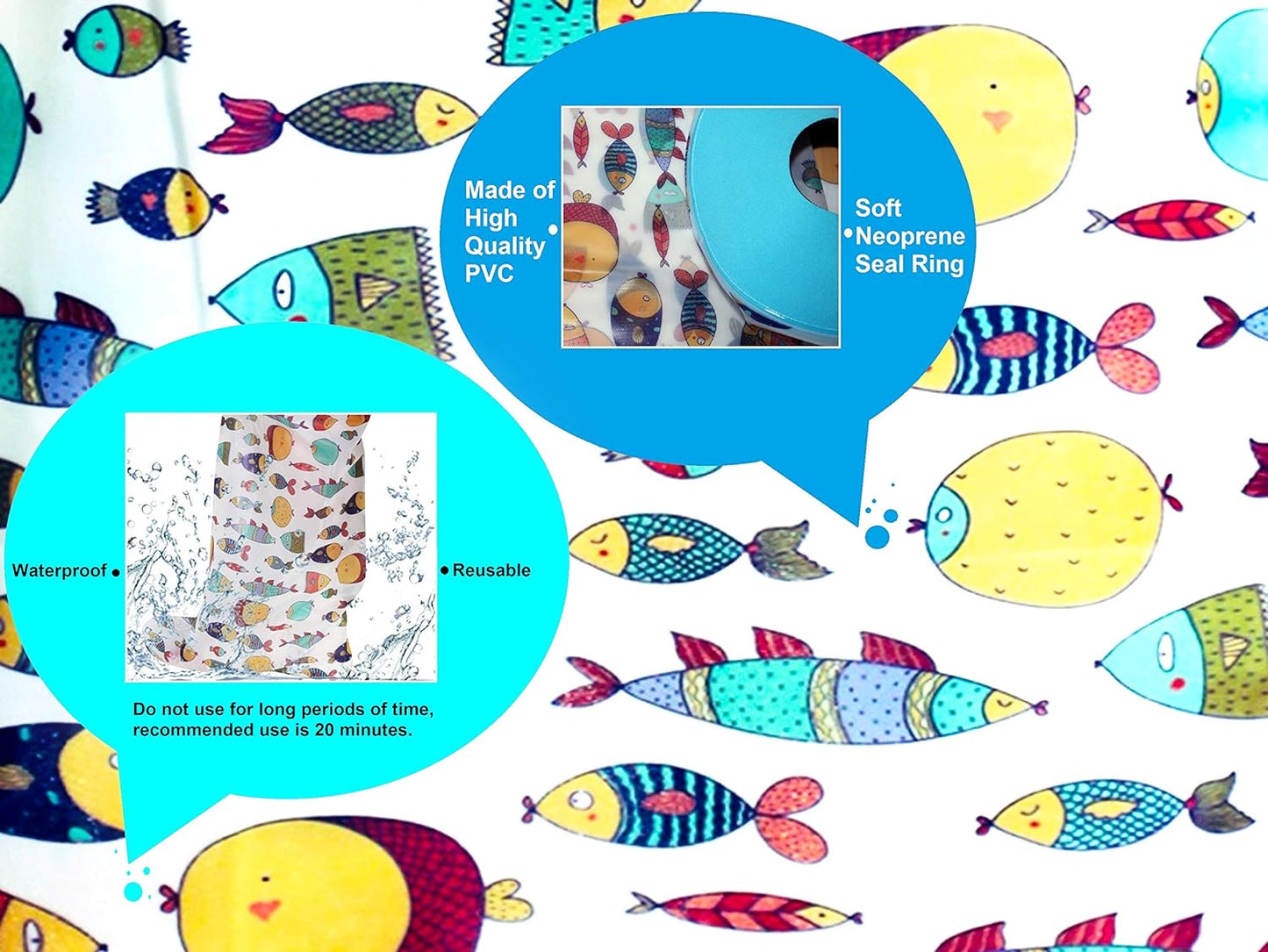 Kids Cast Cover for Showering Foot –Waterproof Reusable Cast Protector for Toddlers and Little Kids Cute Design with Fishes – Toddler-Little Kid Size