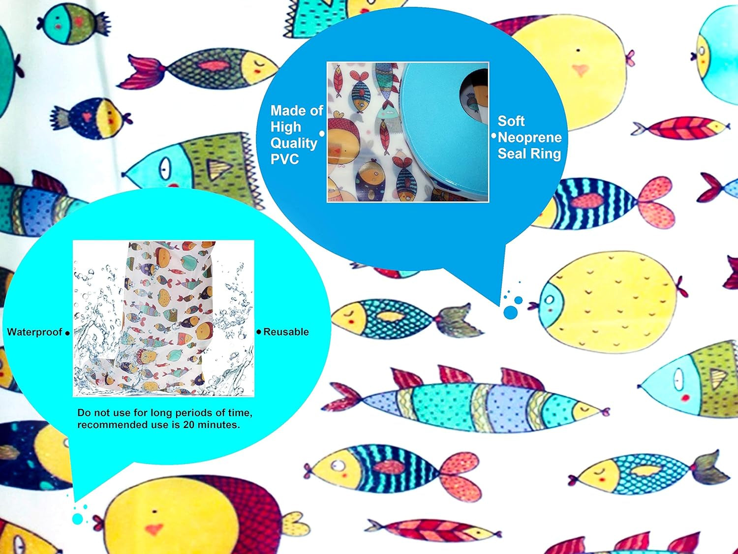 Kids Cast Cover for Showering Foot –Waterproof Reusable Cast Protector for Toddlers and Little Kids Cute Design with Fishes – Toddler-Little Kid Size