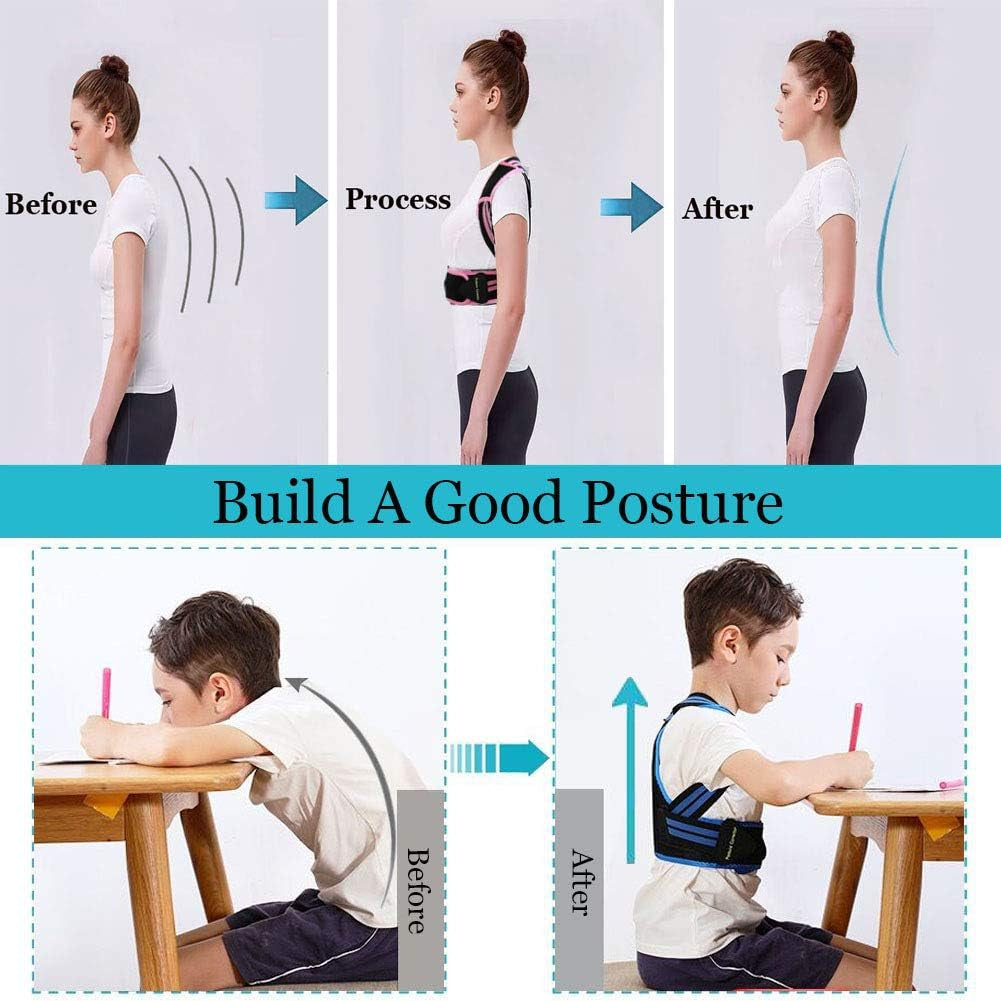 Professional Posture Corrector for Kids, Adjustable Upper Back Posture Brace for Teenagers Boys and Girls under Clothes Spinal Support to Improves Slouch, Prevent Humpback, Relieve Back Pain