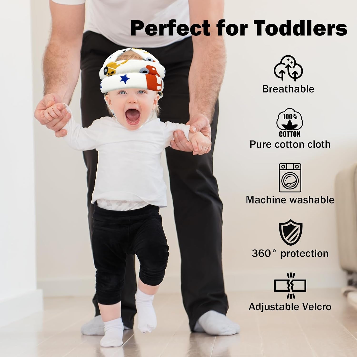 Baby Head Protector for Crawling Walking, Baby Helmet Adjustable No Bumps and Soft Cushion, Infant Safety Cap for Kid Learning to Walk