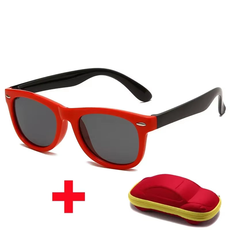 Baby Silicone Sunglasses with Glasses Box Boys Girls Outdoor Goggles Sun Glasses AC Lens Safety Glasses and Cases Gift for Kids