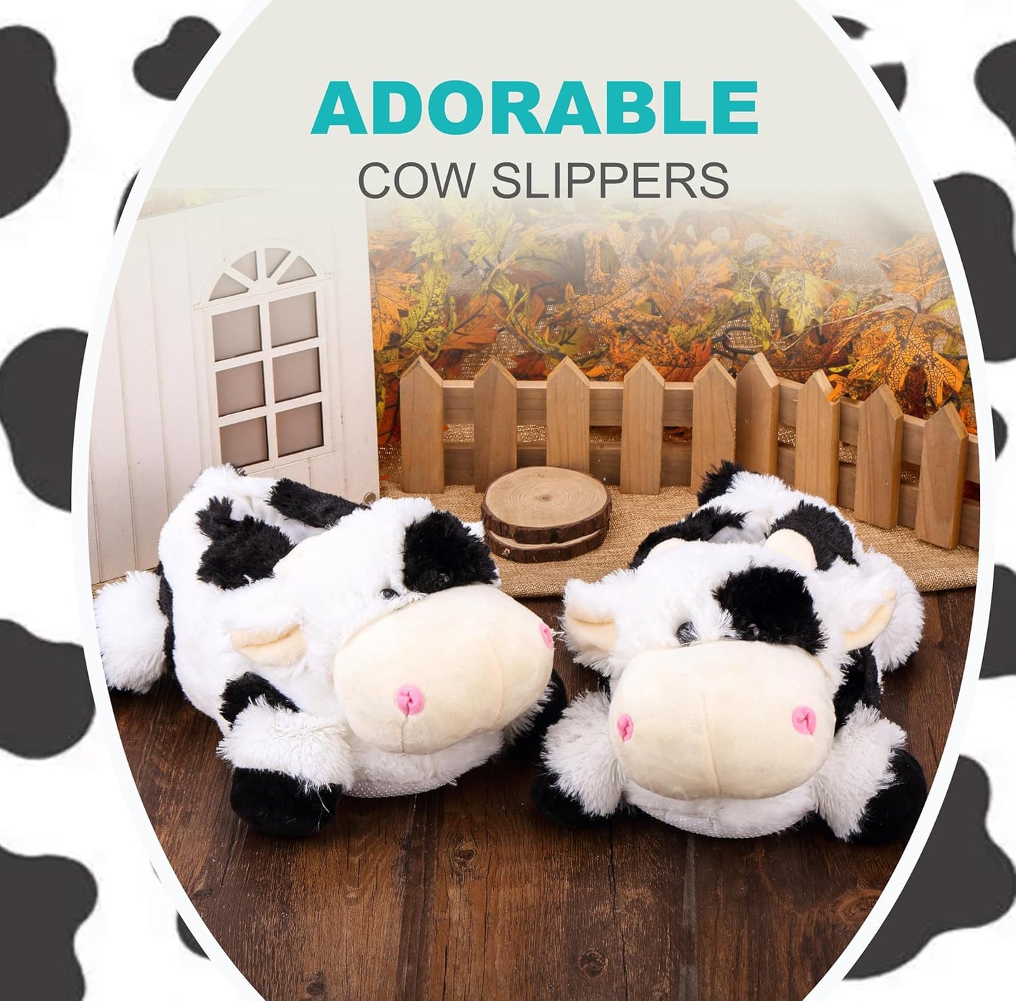 Indoor Fuzzy Winter Animal Panda and Cow Plush Slippers for Adult Women Men Boys Girls Kids