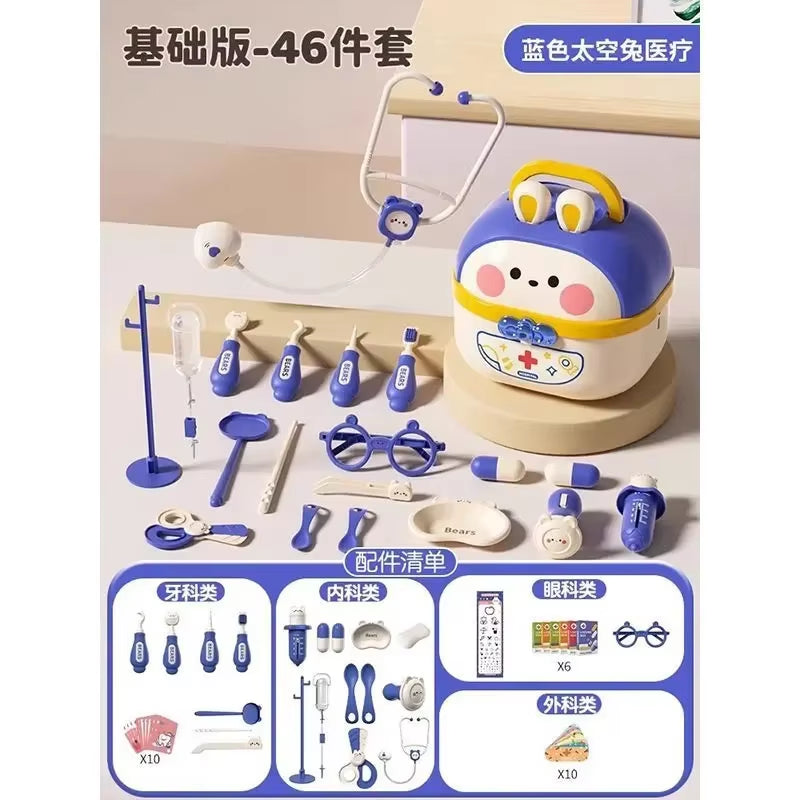 Bunnies Doctor Toys for Kids Hospital Nurse Doctor Role Play Kit Medical Dentist Kit Play Set Educational Toy Gift for Boy Girl