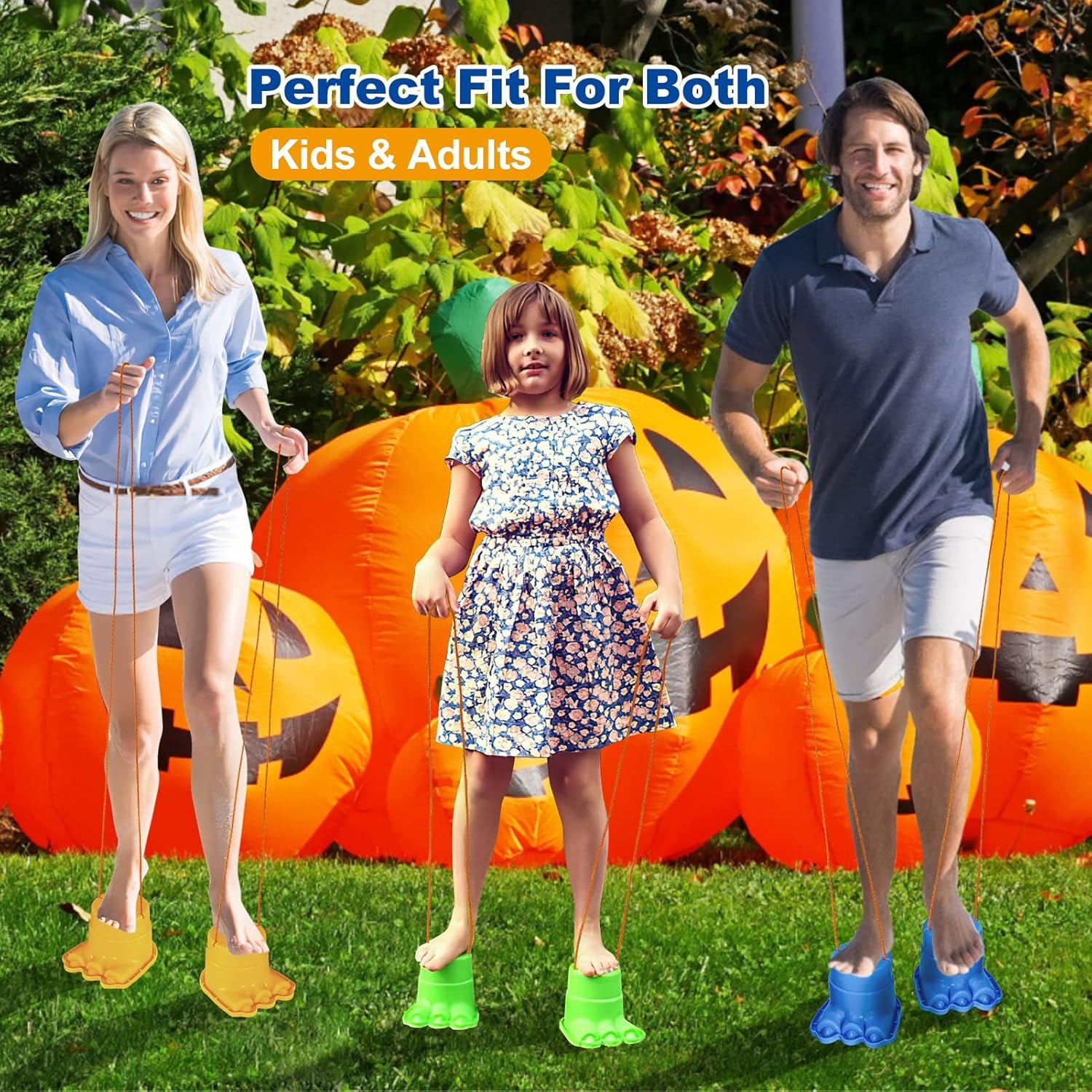 Balancing Stilts for Kids, 4 Pairs Walking Stilts Monster Feet for Balance and Coordination, Toys for Girls & Boys for Age 4-10 Years Old Indoor or Outdoor Play (8 Stilts Total)