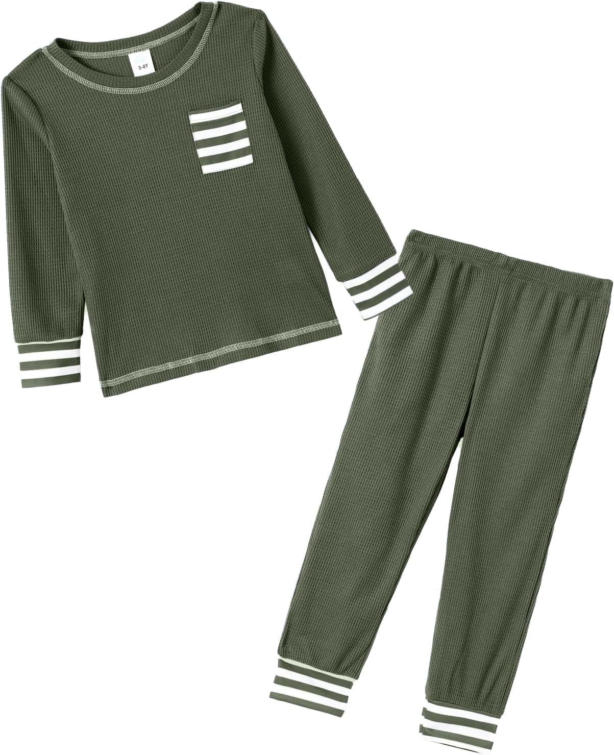 Waffle Knit Family Matching Pajamas Sets 2 Piece Lounge Set Long Sleeve Soft Loungewear Comfy Sleepwear with Pockets