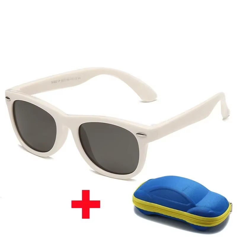 Baby Silicone Sunglasses with Glasses Box Boys Girls Outdoor Goggles Sun Glasses AC Lens Safety Glasses and Cases Gift for Kids