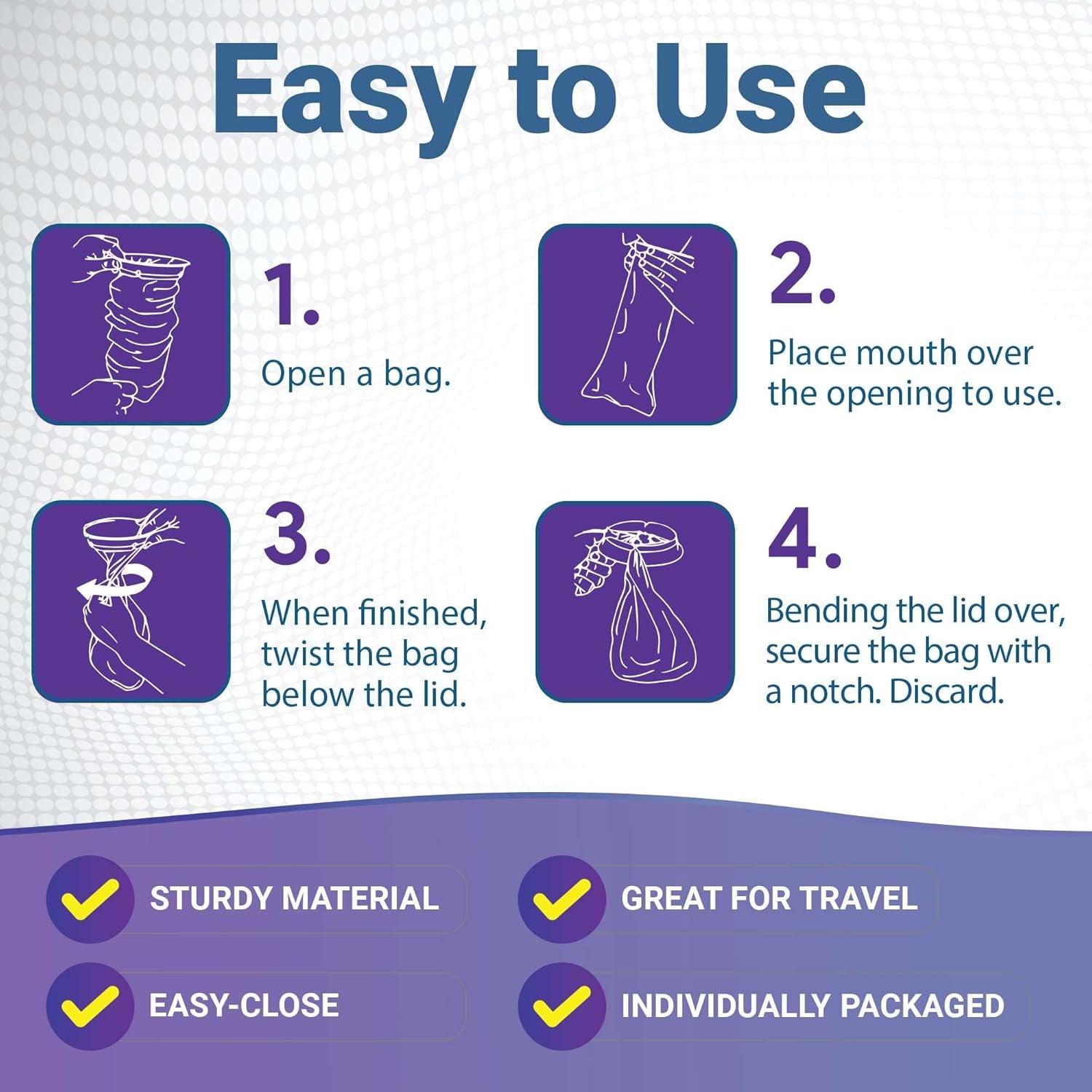 Kids Vomit Bags Disposable 5 Pack - Individually Wrapped Barf Bags with Cute Dinosaur Print - Leak Proof Self Sealing Emesis Bags for Motion Car Sickness and Nausea - Ideal for Taxis, Airplane Travel