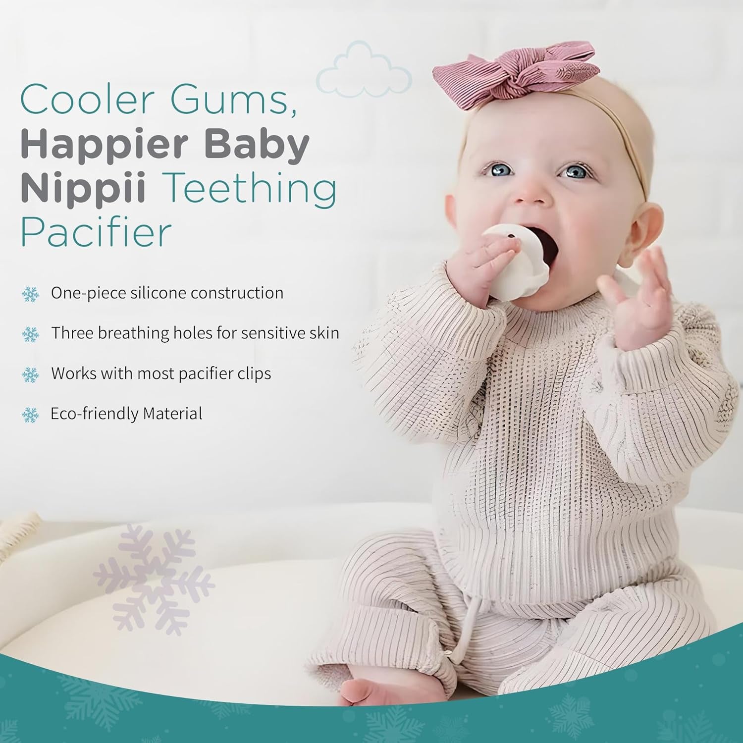 Freezable Pacifier for Teething - Silicone Teething Pacifier for Baby Teething Relief - Safe Infant Pacifier with Cooling Effect - Easy to Clean & Medical Grade BPA Free - for Babies 0-9 Months