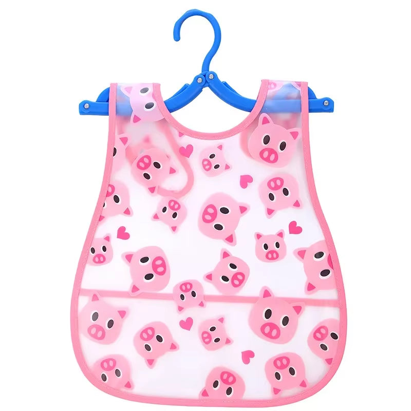 Adjustable Baby Bibs EVA Plastic Waterproof Lunch Feeding Bibs Baby Cartoon Feeding Cloth Children Baby Apron Babador De Bebe