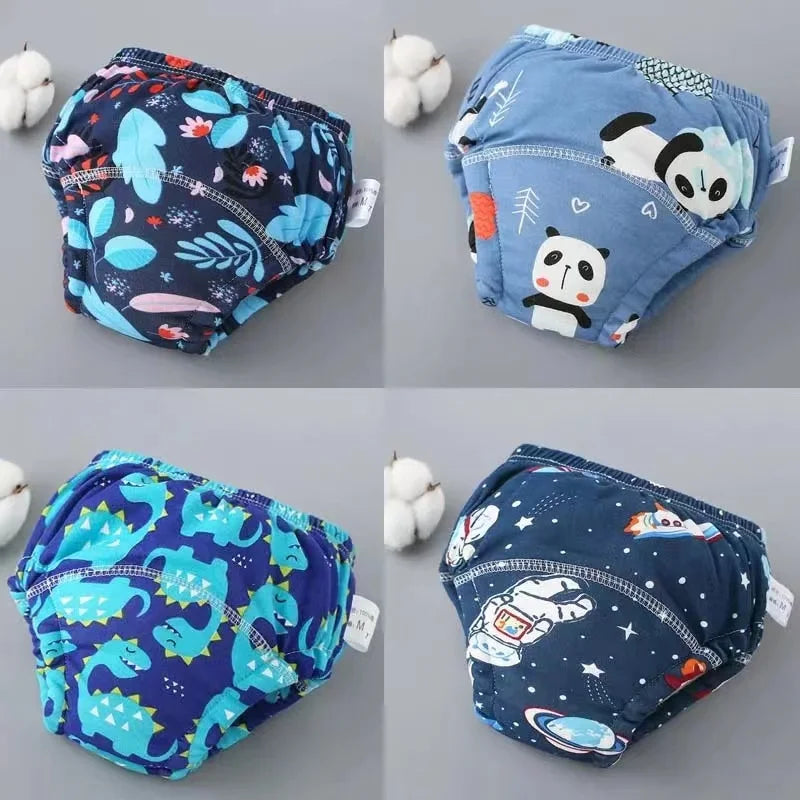 4PCS Baby Waterproof Diapers Pee Shorts Underwears Reusable Soft Ecological Cotton Toddler Potty Training Pants for Boys Girls