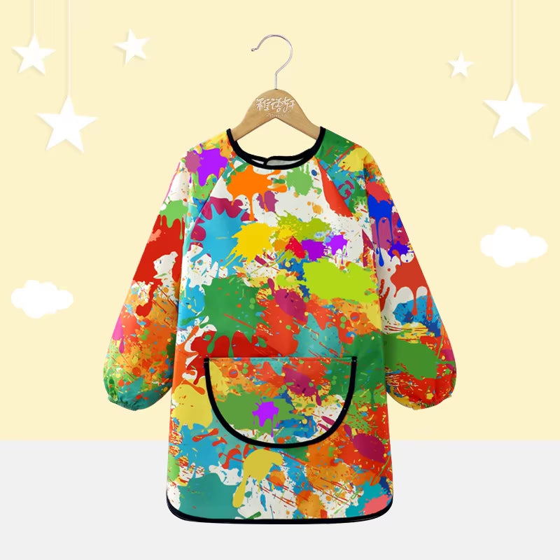 Children'S Waterproof Drawing Clothes Kindergarten Cover Dining Bib Waterproof Reverse Dressing Boys' and Girls' Aprons