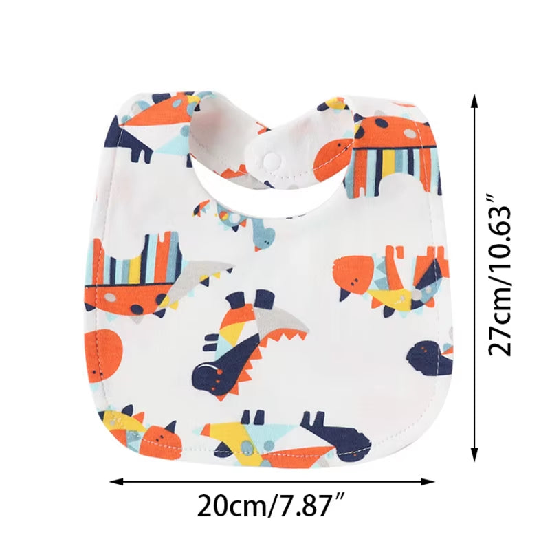 4 Pcs/Lot Baby Bibs Printed Striped Infant Saliva Towel Girl Boy Double Layer Cotton Saliva Pocket Absorbent Newborn Burp Cloths