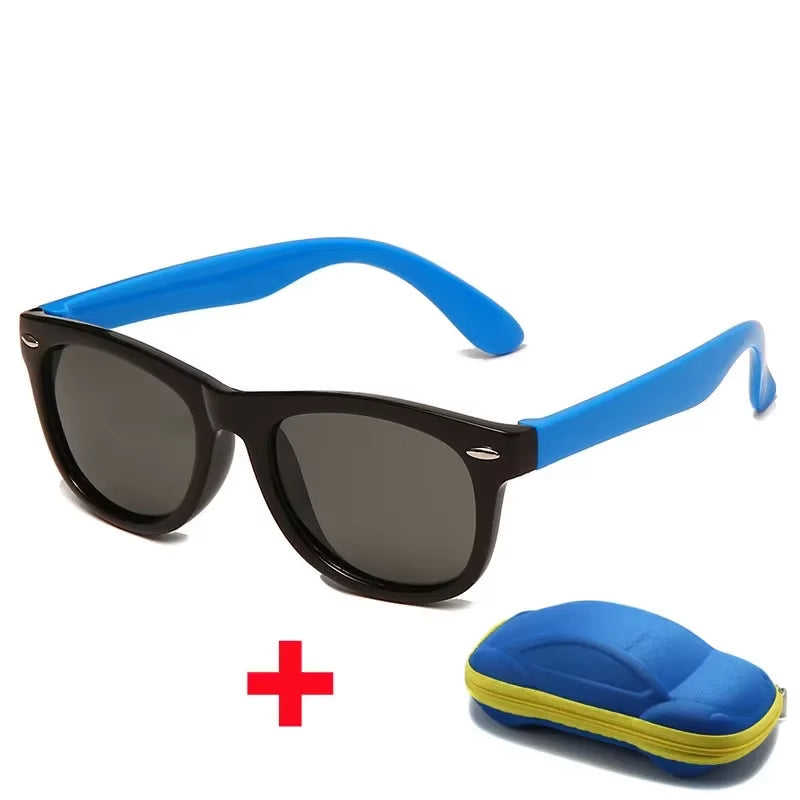 Baby Silicone Sunglasses with Glasses Box Boys Girls Outdoor Goggles Sun Glasses AC Lens Safety Glasses and Cases Gift for Kids