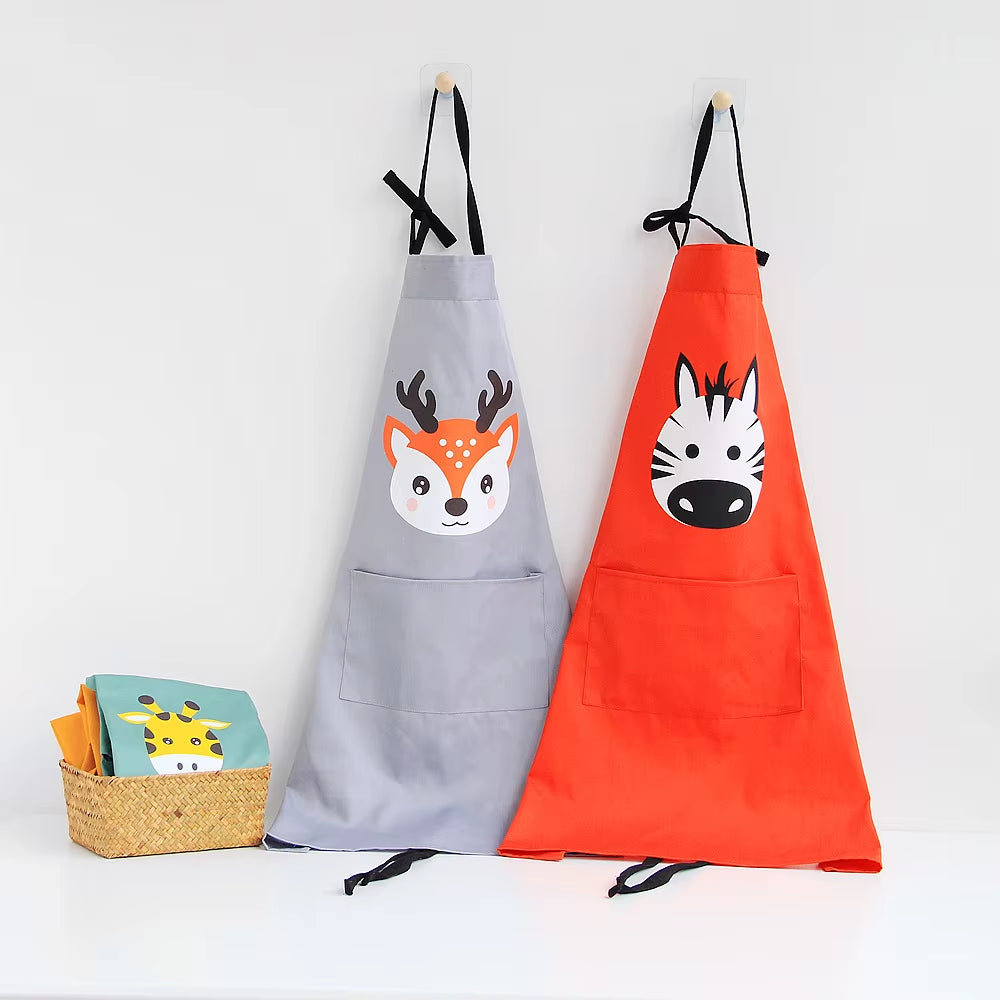 Kids Cartoon Apron Kitchen Apron Waterproof Cotton Linen Cloth Restaurant Cooking BBQ Bib Kids Apron Home Cleaning Tools