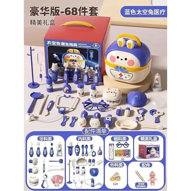 Bunnies Doctor Toys for Kids Hospital Nurse Doctor Role Play Kit Medical Dentist Kit Play Set Educational Toy Gift for Boy Girl