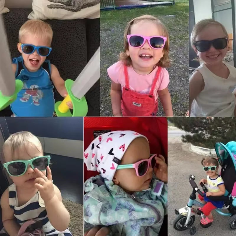 Baby Silicone Sunglasses with Glasses Box Boys Girls Outdoor Goggles Sun Glasses AC Lens Safety Glasses and Cases Gift for Kids