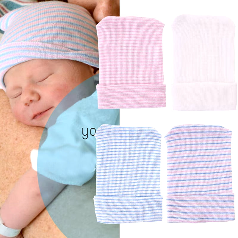 Newborn Baby Hat Toddler Striped Caps Bow Beanies Soft Hospital Girls Boys Hats Baby Warm Hat for Baby 0-12M Accesories
