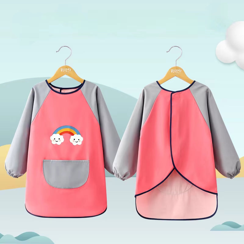 Children'S Waterproof Drawing Clothes Kindergarten Cover Dining Bib Waterproof Reverse Dressing Boys' and Girls' Aprons