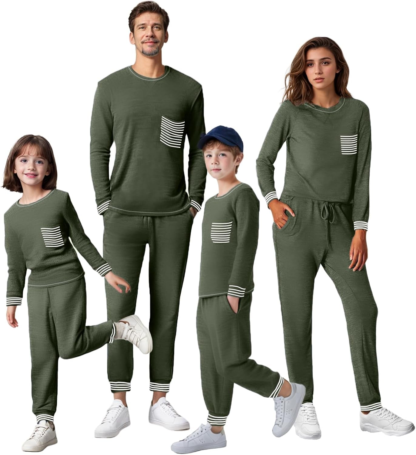 Waffle Knit Family Matching Pajamas Sets 2 Piece Lounge Set Long Sleeve Soft Loungewear Comfy Sleepwear with Pockets