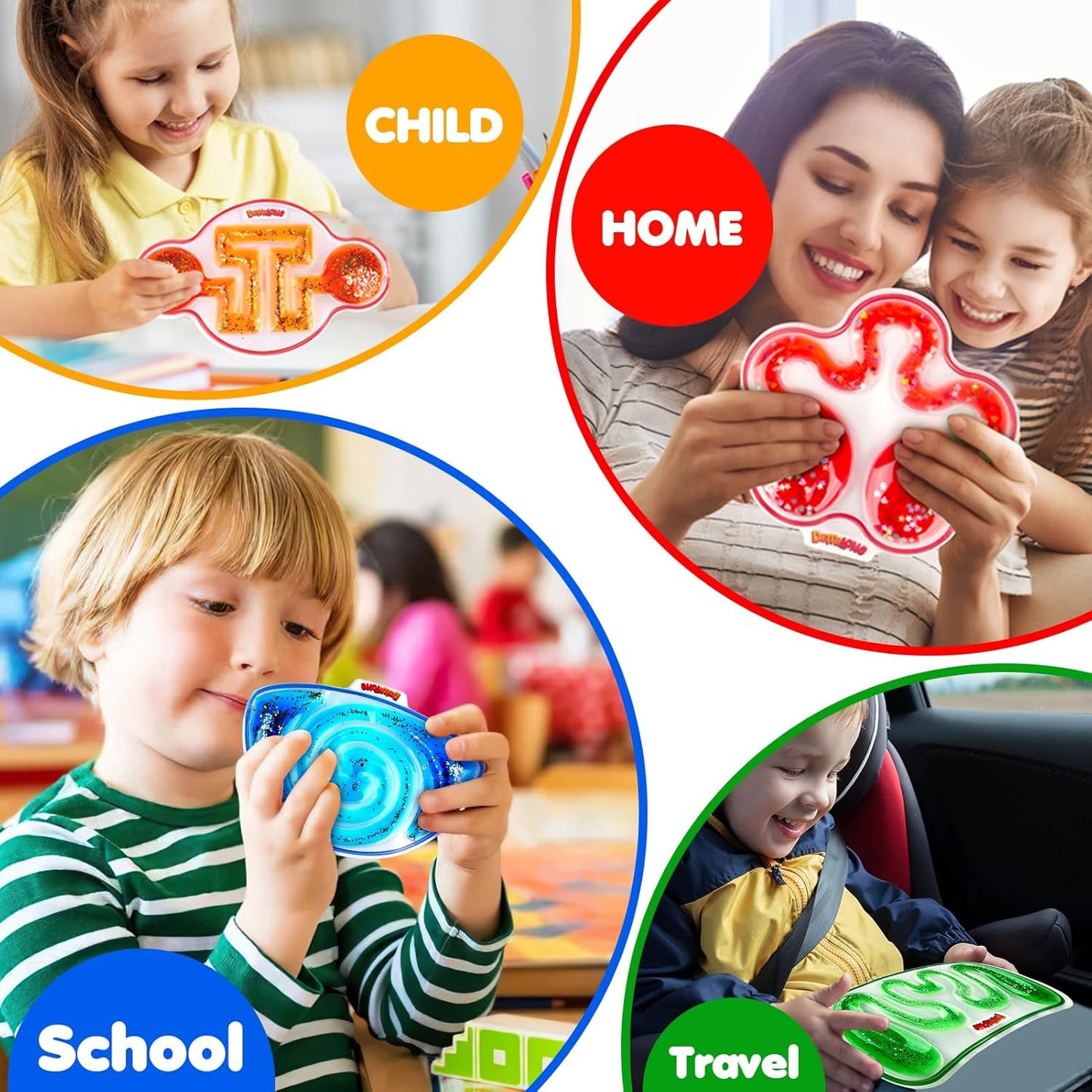 Squishy Sensory Toys for Kids - 4 Pack Fidget Toy Sensory Maze for Autism - Stress Anxiety Relief Toys for Calm down - Sensory Fidget Toy Filled Goo, Glitter, Easter Prizes for Kids Classroom