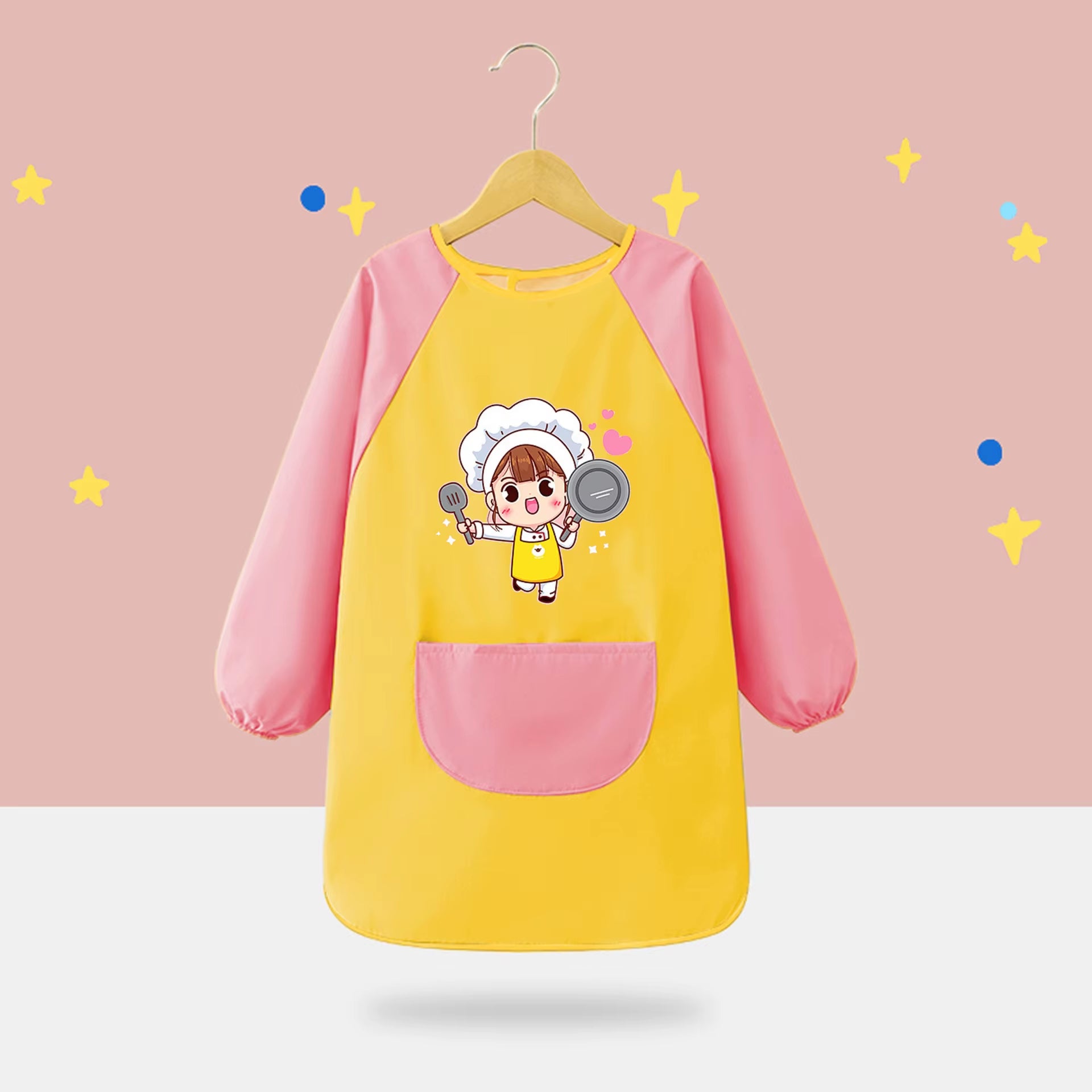 Children'S Waterproof Drawing Clothes Kindergarten Cover Dining Bib Waterproof Reverse Dressing Boys' and Girls' Aprons
