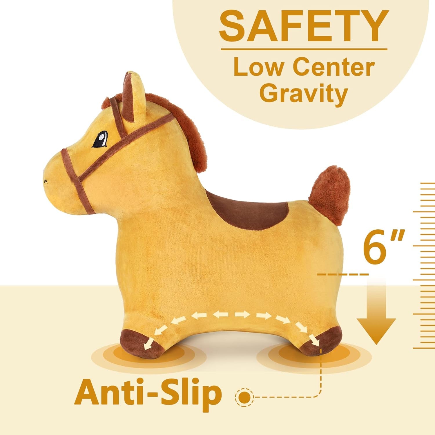 Bouncy Pals Hopping Horse, Toddler Girl Boy Inflatable Bouncing Animal Hopper Toy, Outdoor Indoor Plush Ride on Bouncer, Baby Birthday Gift 18 Month 2 3 4 Year Old Kid - Horse