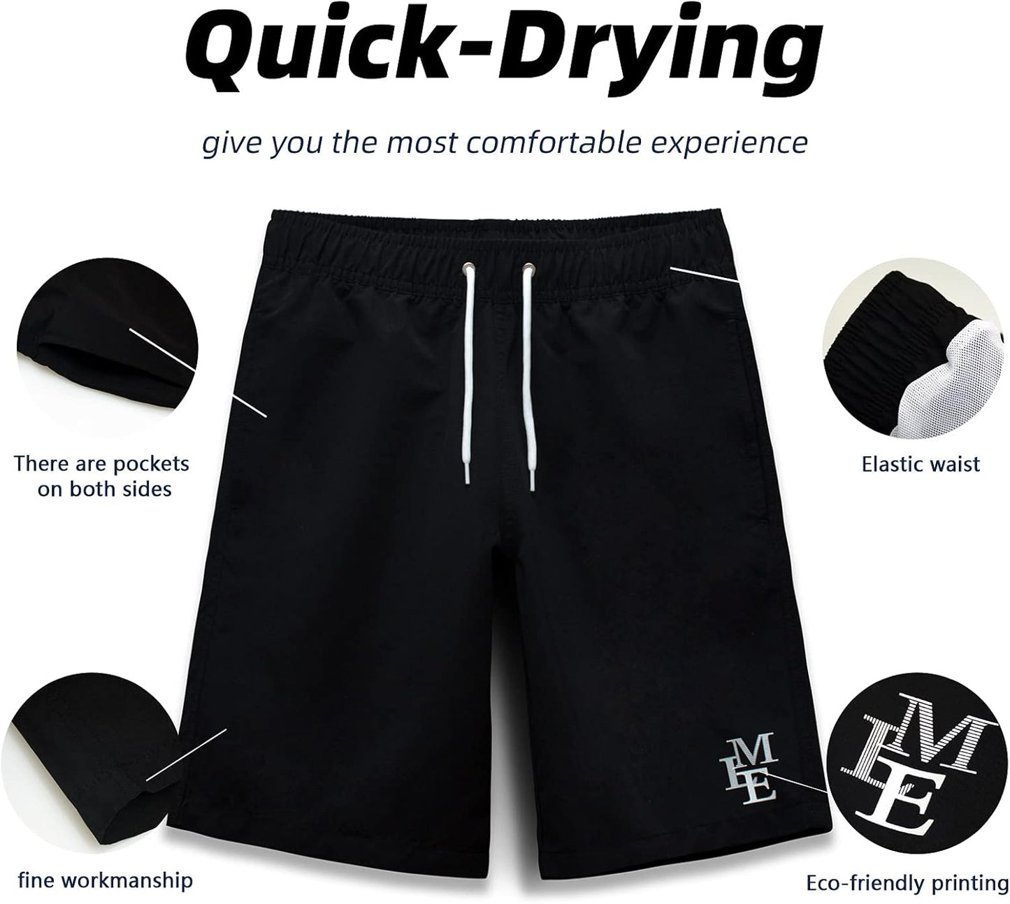 Boys Swim Trunks Quick Dry Beach Board Shorts Swimwear Bathing Suits Size 8,10-12,14-16,18-20