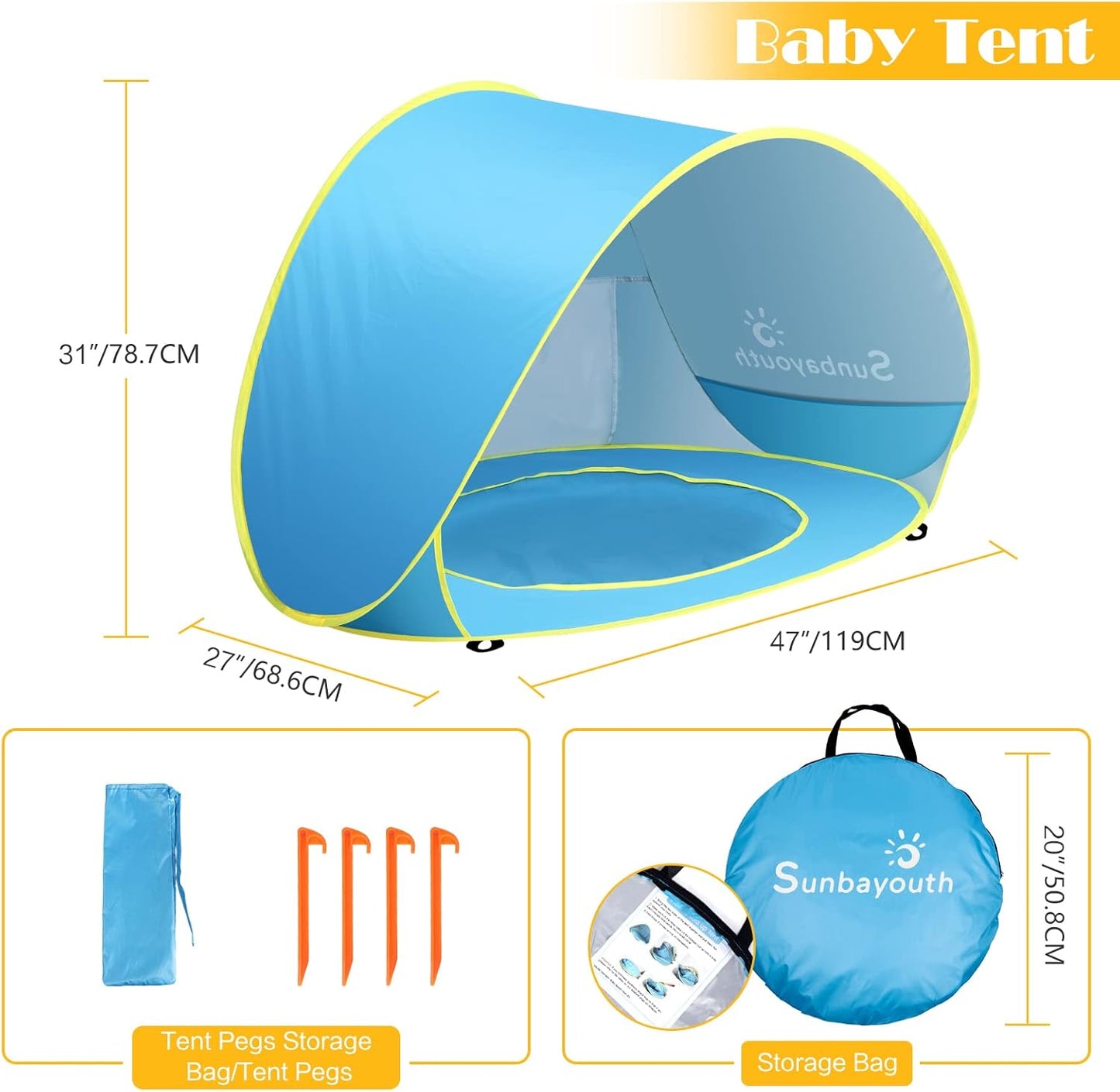 Baby Pool Tent, UV Protection Infant Pop up Sun Shelters Shade