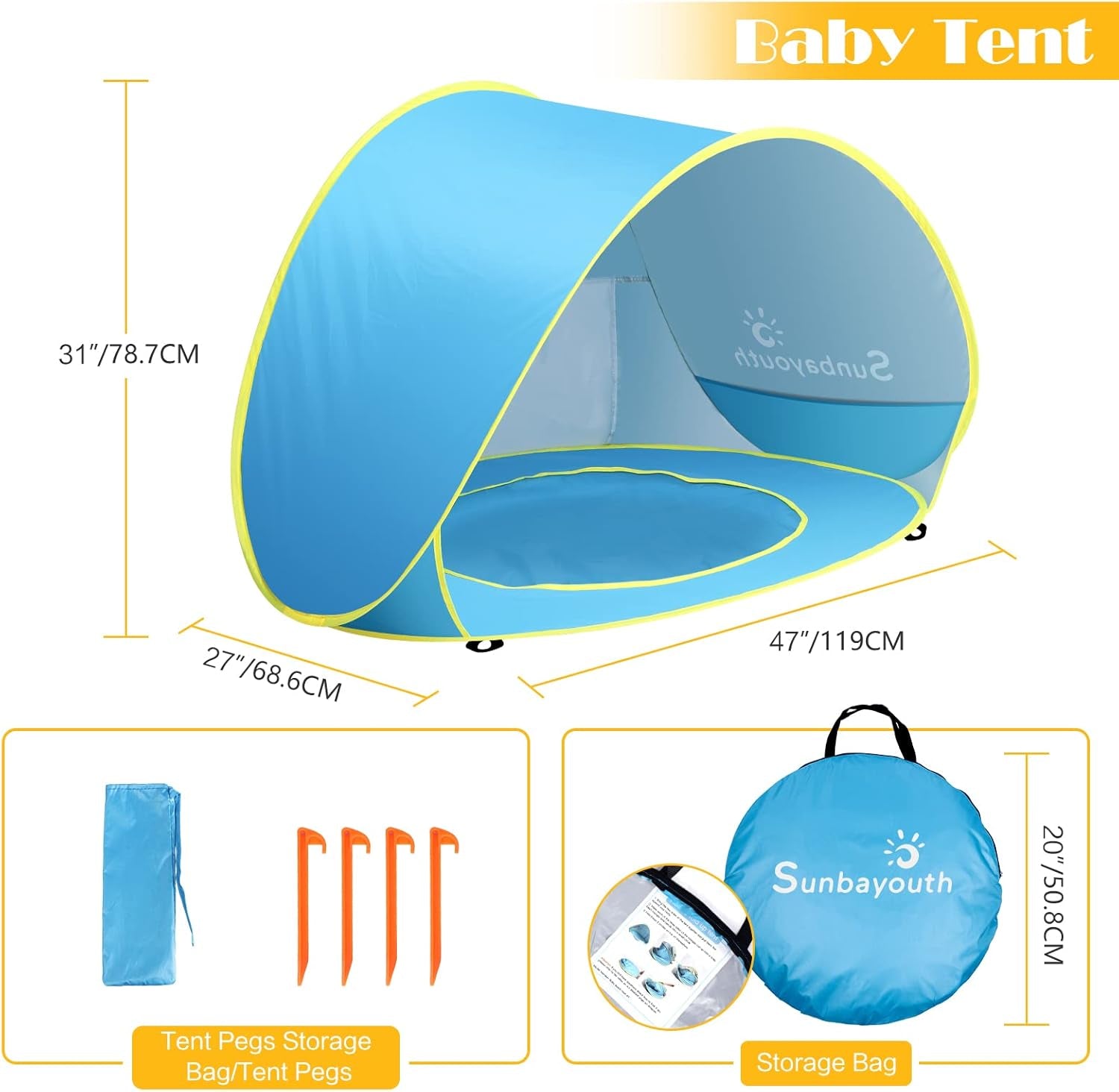 Baby Pool Tent, UV Protection Infant Pop up Sun Shelters Shade