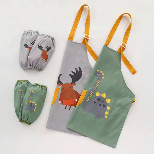 3Pcs Baby Bibs Apron Child Kids Painting Cooking Baking Pinafore Food Waterproof Toddle Boys Girls Kitchen Smock BBQ Clothes