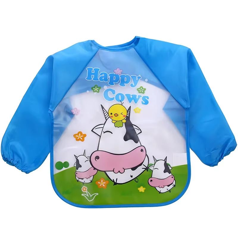 Waterproof EVA Full Sleeve Baby Bibs Children Apron Long Sleeve Feeding Smock Kids Eating Breastplate Infant Scarf Clothing