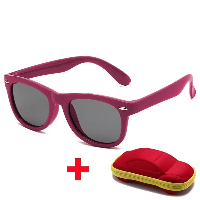 Baby Silicone Sunglasses with Glasses Box Boys Girls Outdoor Goggles Sun Glasses AC Lens Safety Glasses and Cases Gift for Kids