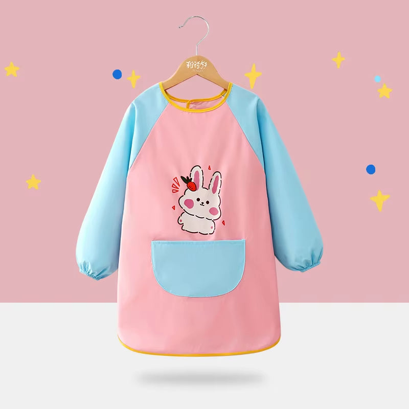 Children'S Waterproof Drawing Clothes Kindergarten Cover Dining Bib Waterproof Reverse Dressing Boys' and Girls' Aprons