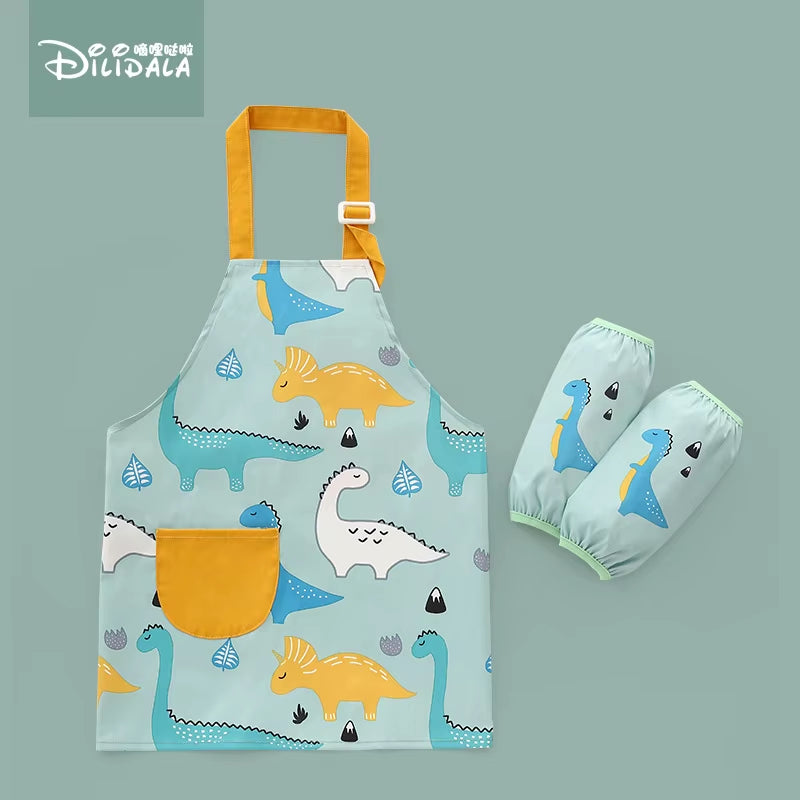 3Pcs Baby Bibs Apron Child Kids Painting Cooking Baking Pinafore Food Waterproof Toddle Boys Girls Kitchen Smock BBQ Clothes