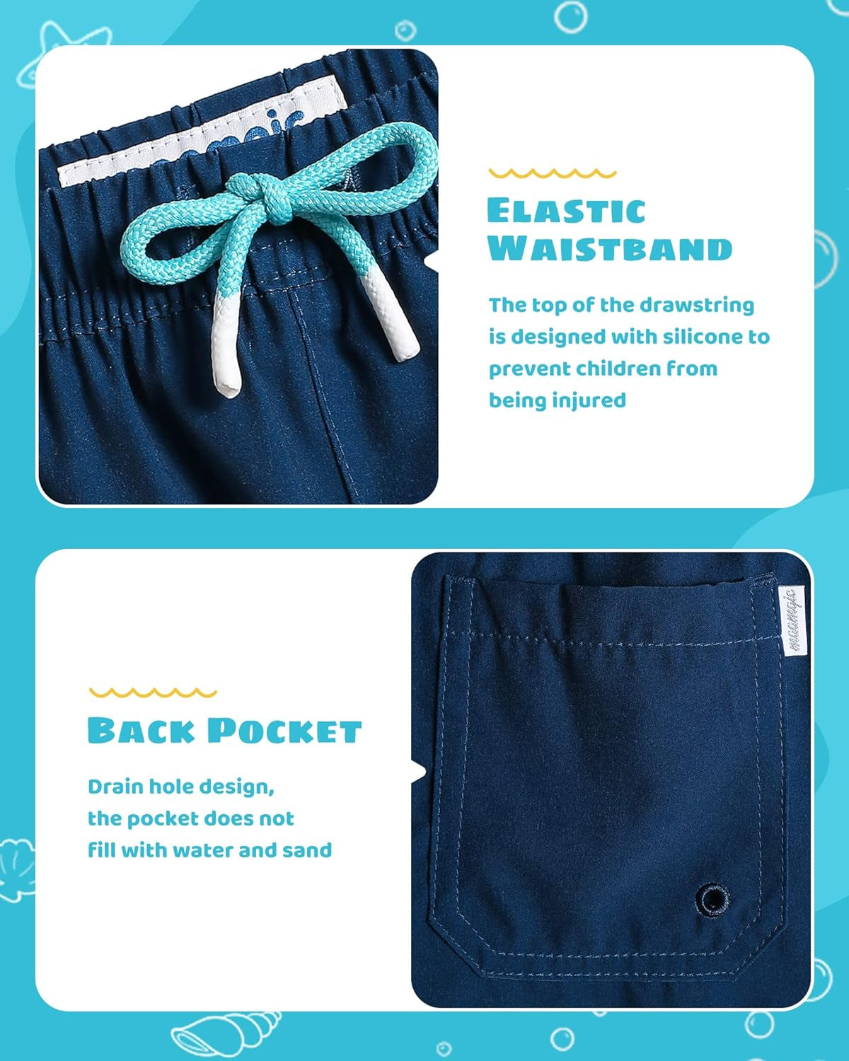Boys Swim Trunks with Compression Liner Toddler Stretch Swim Shorts