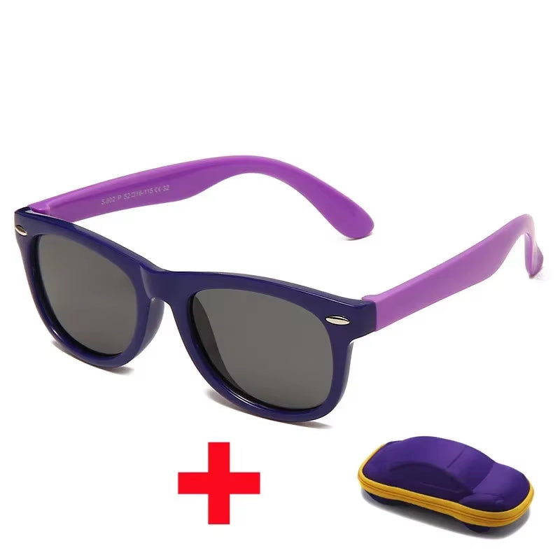 Baby Silicone Sunglasses with Glasses Box Boys Girls Outdoor Goggles Sun Glasses AC Lens Safety Glasses and Cases Gift for Kids